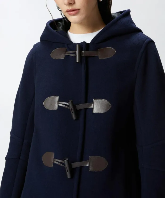 Women Outerwear Pinko Short Duffle Coat With Toggles Total Eclipse Blue Women Outerwear Pinko Short Duffle Coat With Toggles Total Eclipse Blue