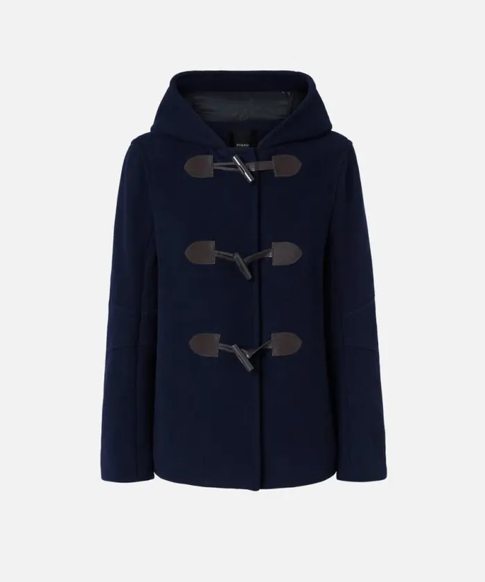 Women Outerwear Pinko Short Duffle Coat With Toggles Total Eclipse Blue Women Outerwear Pinko Short Duffle Coat With Toggles Total Eclipse Blue