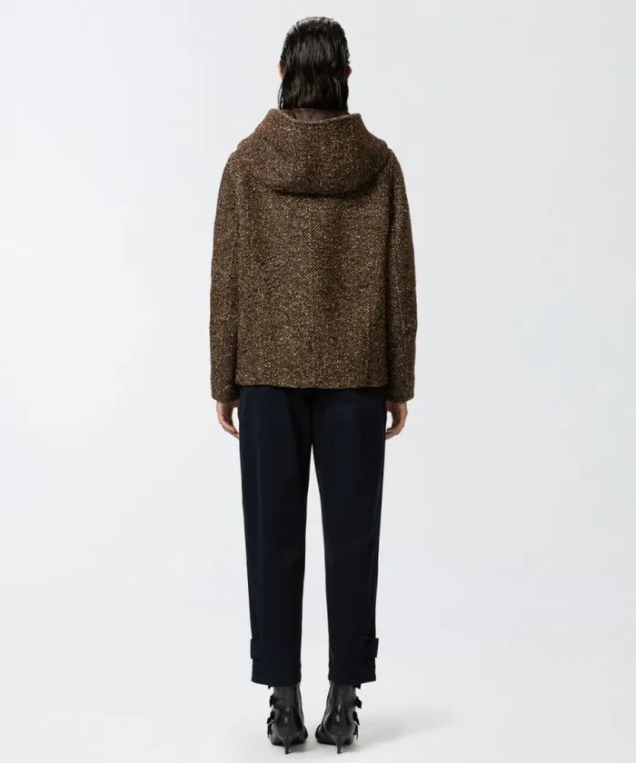 Women Outerwear Pinko Short Hooded Duffle Coat Brown Camel Women Outerwear Pinko Short Hooded Duffle Coat Brown Camel