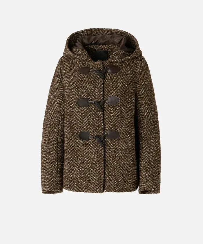 Women Outerwear Pinko Short Hooded Duffle Coat Brown Camel Women Outerwear Pinko Short Hooded Duffle Coat Brown Camel