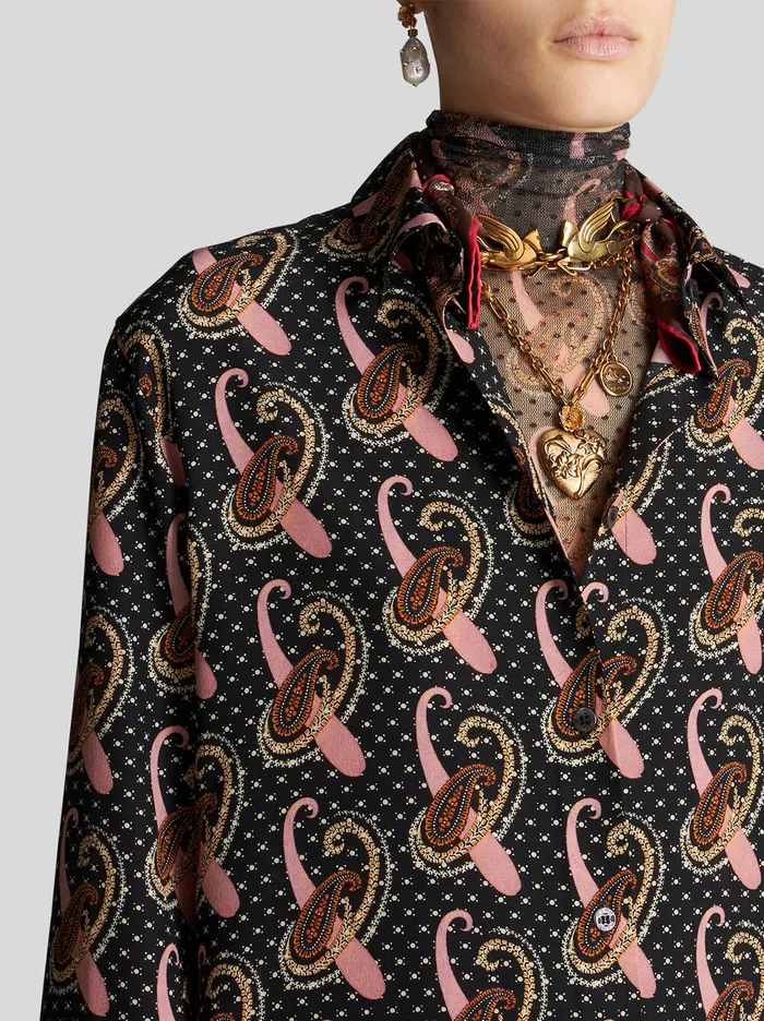 Women Paisley Crpe De Chine Shirt Etro Shirts And Blouses
