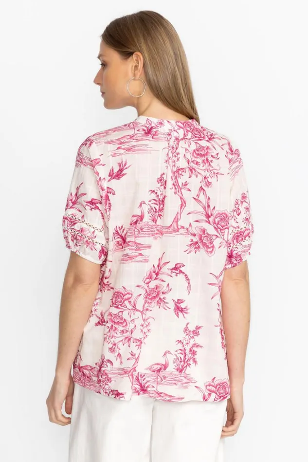 Women PINK FIREBIRD PLEATED BUTTON DOWN BLOUSE Pink Firebird Johnny Was Tops Women PINK FIREBIRD PLEATED BUTTON DOWN BLOUSE Pink Firebird Johnny Was Tops