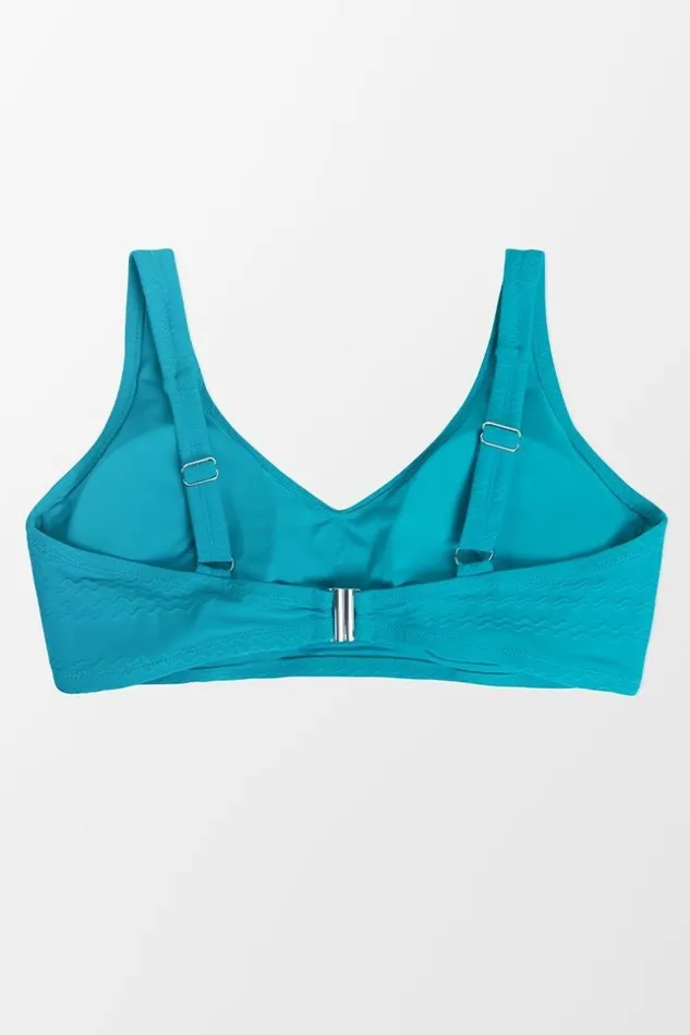Women Plus Size and Curve Bikinis Cupshe Ainhoa Teal Back Hook Plus Size Bikini Top Teal