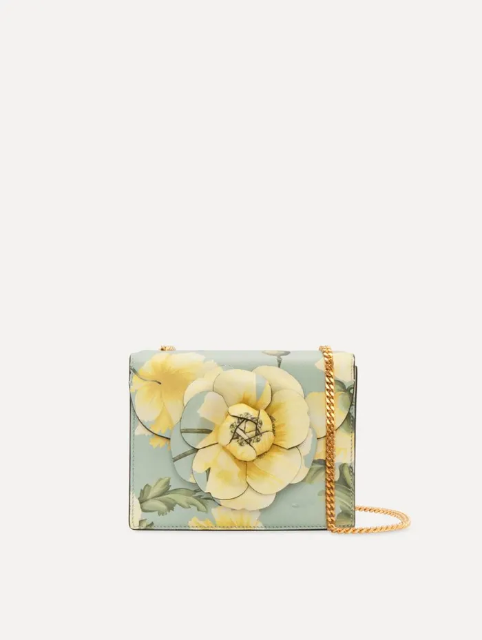 Women Poppy Printed Mini TRO Bag Yellow Multi Oscar De La Renta Handbags