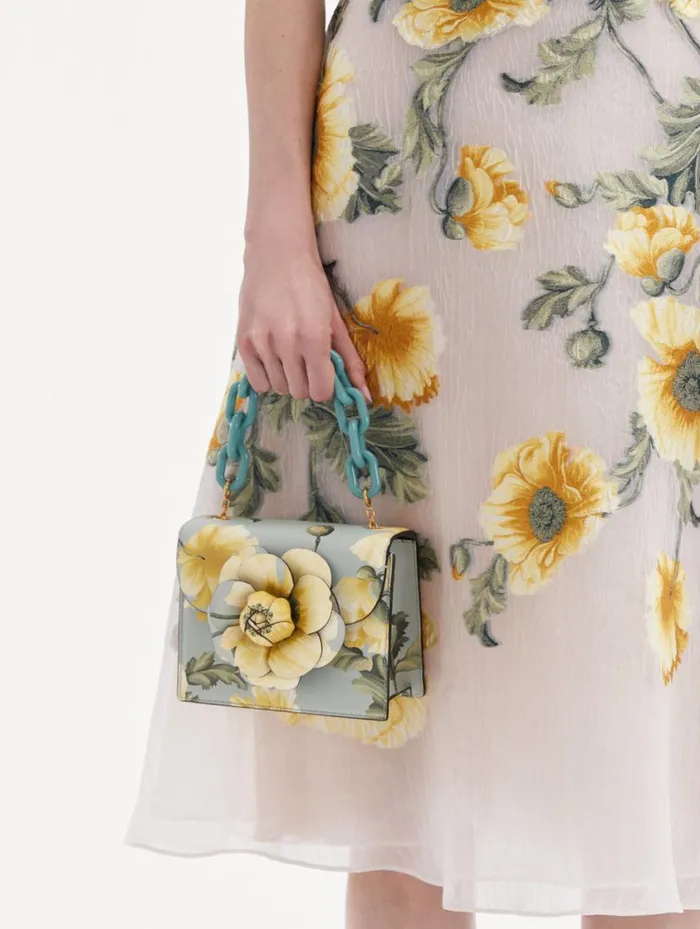Women Poppy Printed Mini TRO Bag Yellow Multi Oscar De La Renta Handbags Women Poppy Printed Mini TRO Bag Yellow Multi Oscar De La Renta Handbags