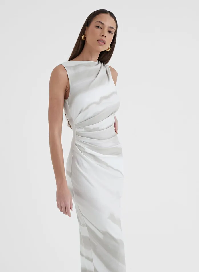 Women Printed Ruched Jersey Midaxi Dress 8211 Tamilda 4th and Reckless Dresses