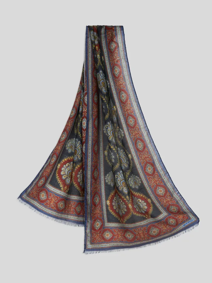 Women Printed Silk And Cashmere Scarf Etro Scarves And Silk