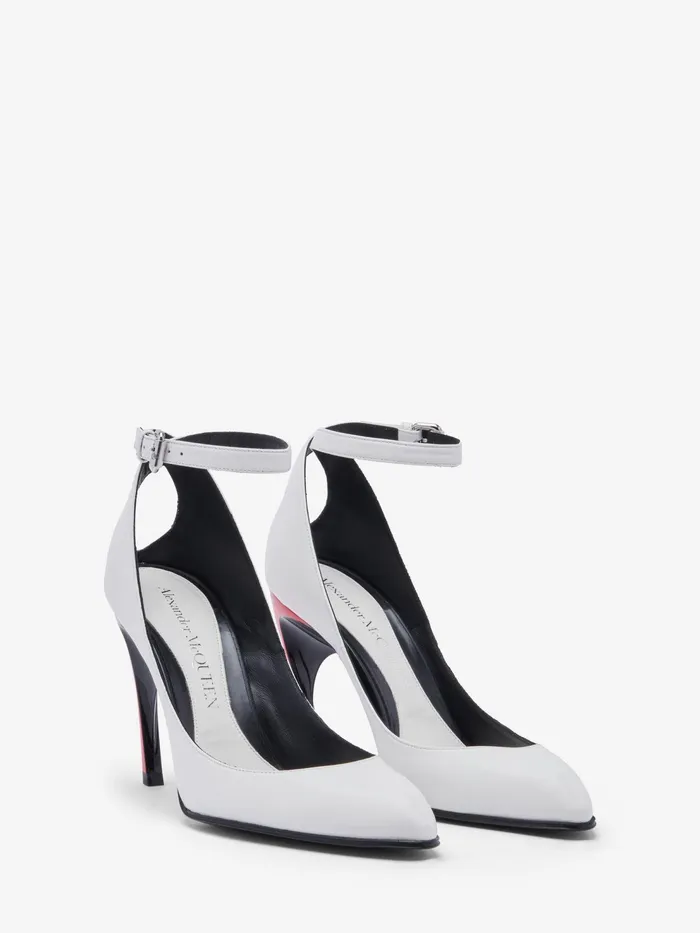 Women Pumps Alexander McQueen Armadillo Ankle Strap Pump Ivoryblacklust Red