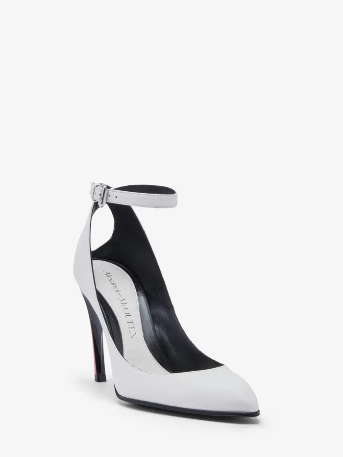 Women Pumps Alexander McQueen Armadillo Ankle Strap Pump Ivoryblacklust Red