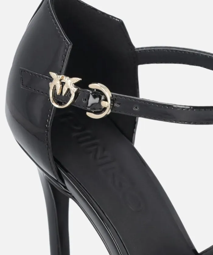 Women Pumps Pinko Shiny Shoes With Heel And Front Strap Limo Black Women Pumps Pinko Shiny Shoes With Heel And Front Strap Limo Black
