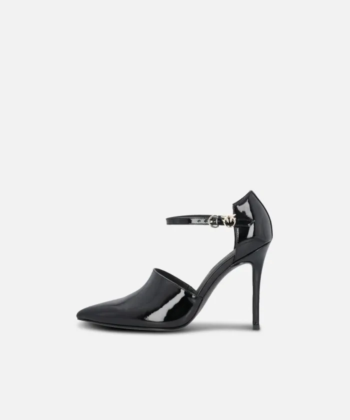 Women Pumps Pinko Shiny Shoes With Heel And Front Strap Limo Black Women Pumps Pinko Shiny Shoes With Heel And Front Strap Limo Black
