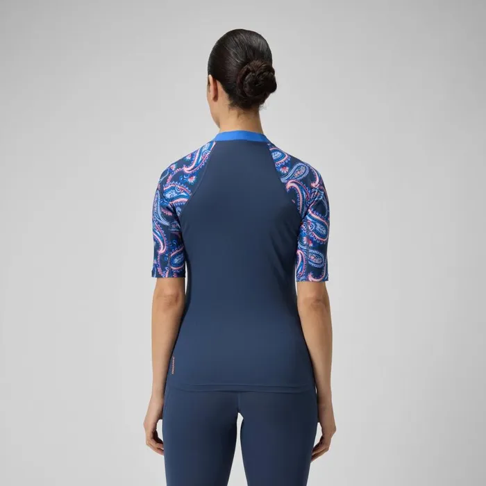 Women Rash Vests Speedo Women039s Printed Short Sleeve Rash Top NavyBlue