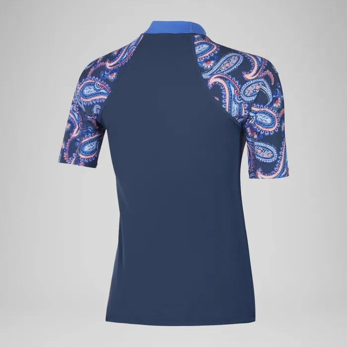 Women Rash Vests Speedo Women039s Printed Short Sleeve Rash Top NavyBlue