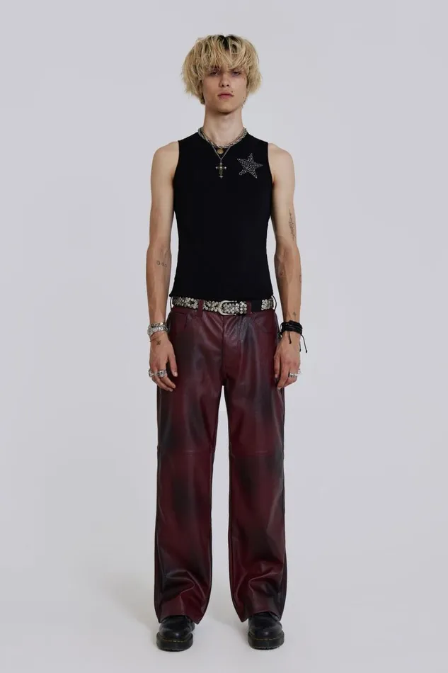Women Red PU Straight Leg Trousers Jaded London CoOrds
