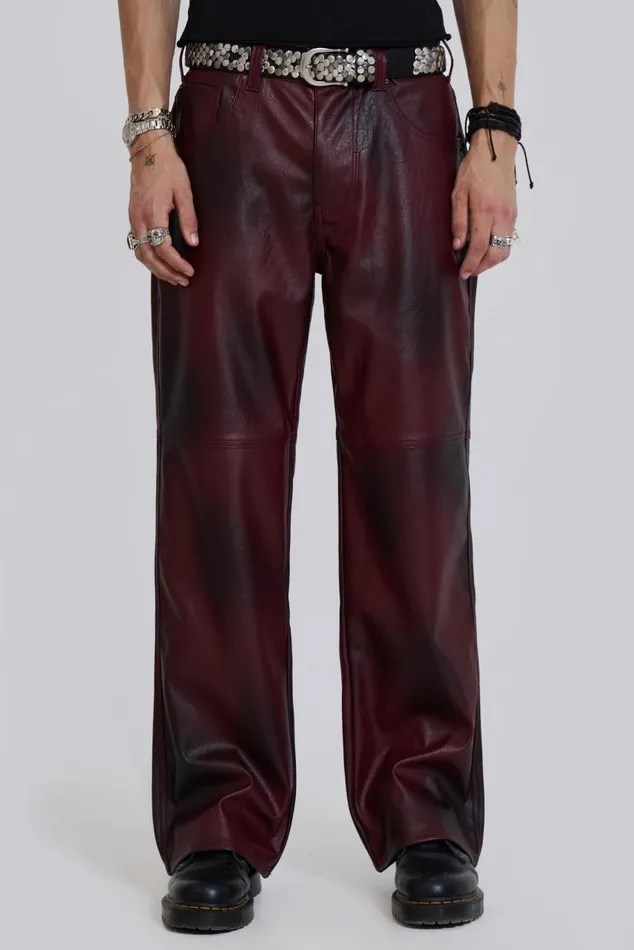 Women Red PU Straight Leg Trousers Jaded London CoOrds