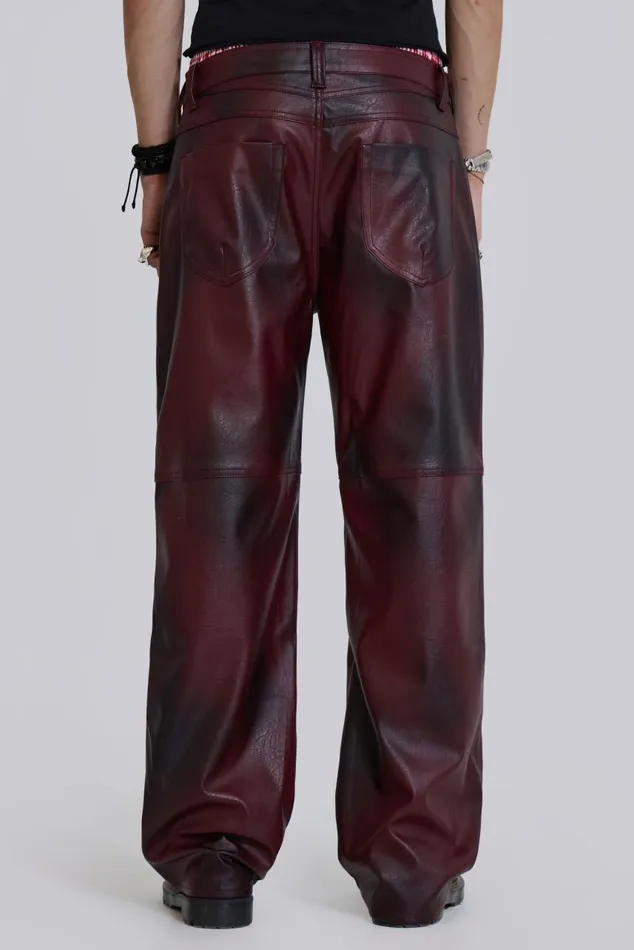 Women Red PU Straight Leg Trousers Jaded London CoOrds