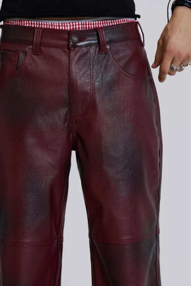 Women Red PU Straight Leg Trousers Jaded London CoOrds