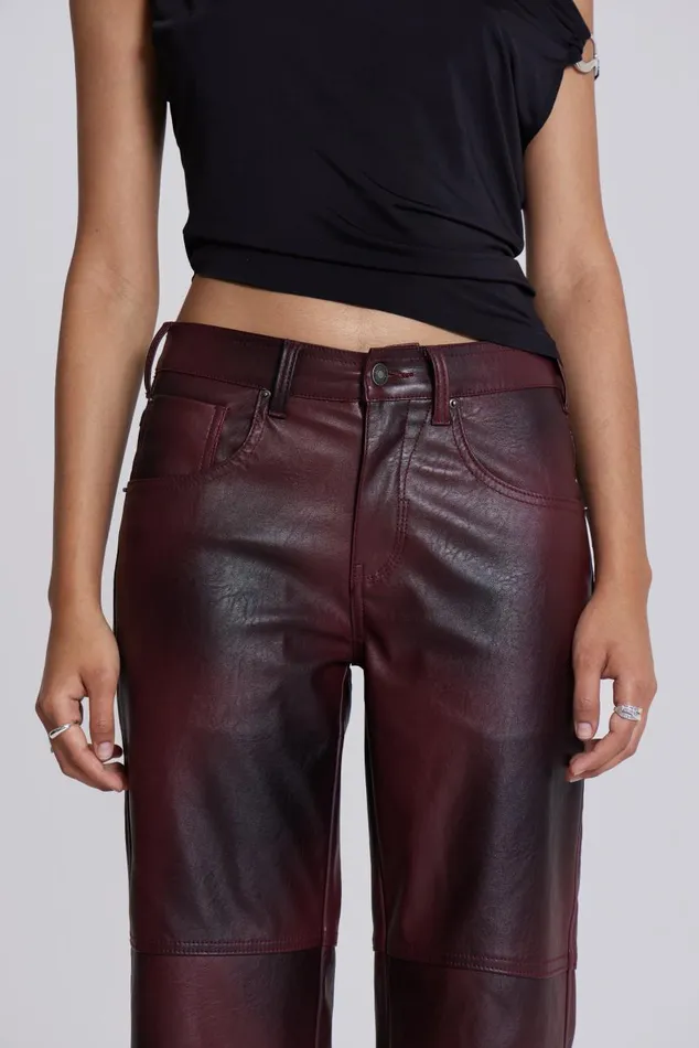 Women Red PU Straight Leg Trousers Jaded London CoOrds
