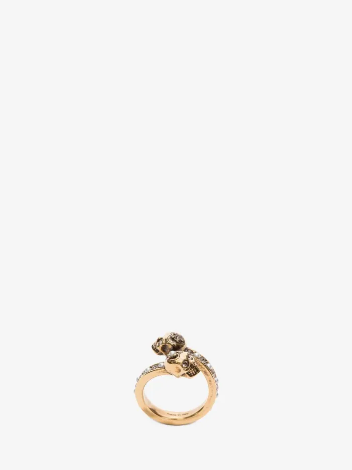 Women Rings Alexander McQueen WrapAround Skull Ring Gold