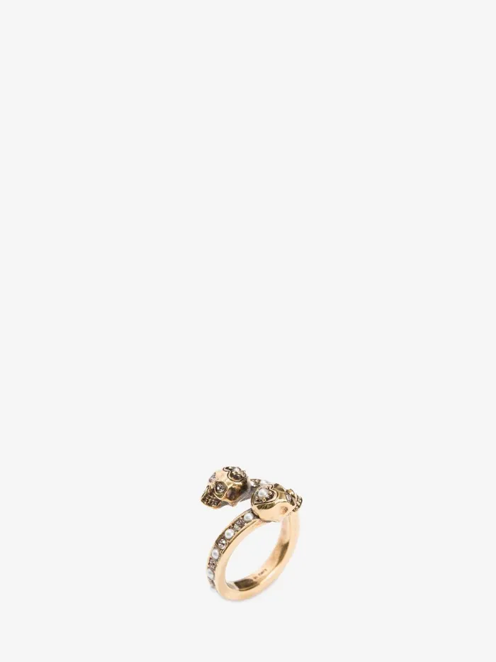 Women Rings Alexander McQueen WrapAround Skull Ring Gold