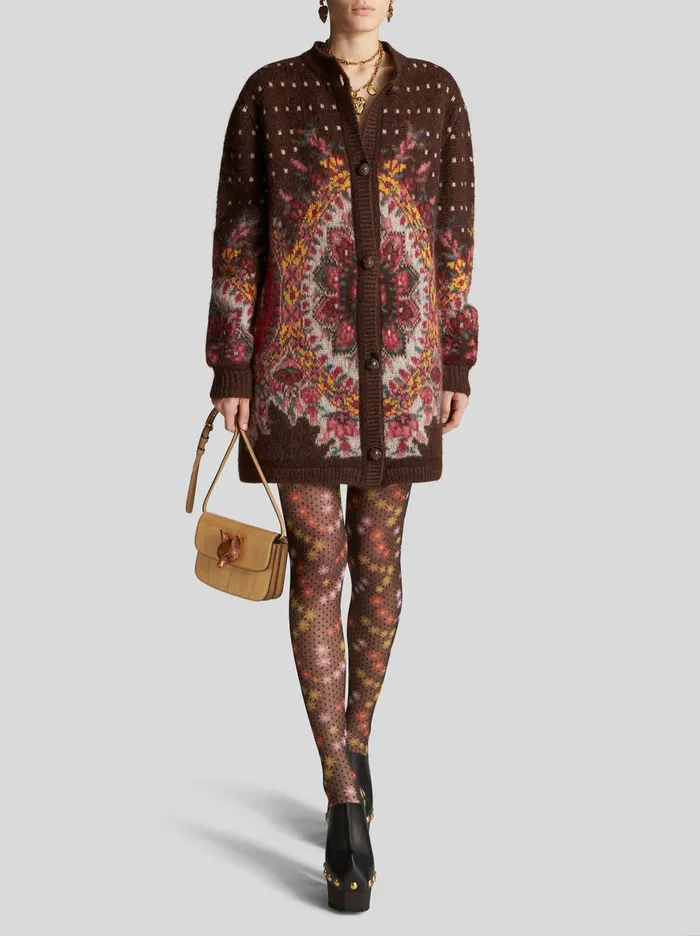 Women Round Neck Jacquard Cardigan Etro Knitwear