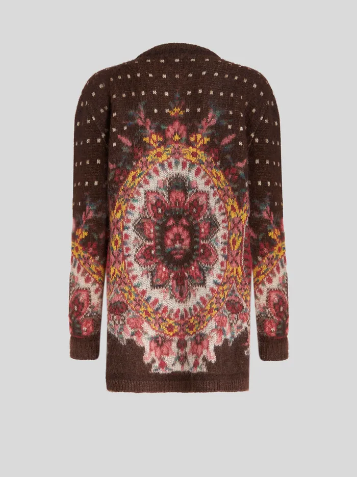 Women Round Neck Jacquard Cardigan Etro Knitwear