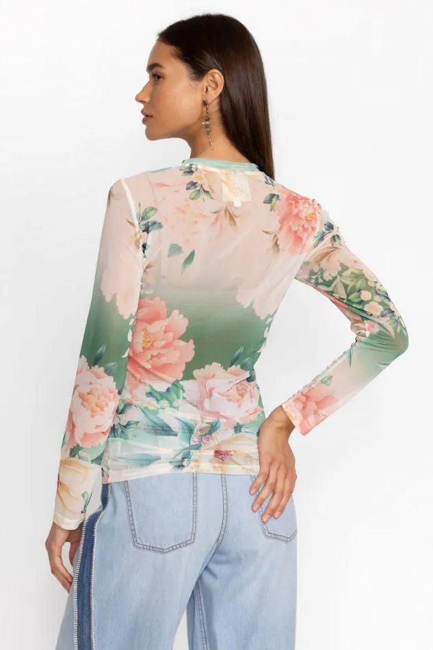 Women RUKSANA LONG SLEEVE MESH TEE Ruksana Johnny Was Tops Women RUKSANA LONG SLEEVE MESH TEE Ruksana Johnny Was Tops
