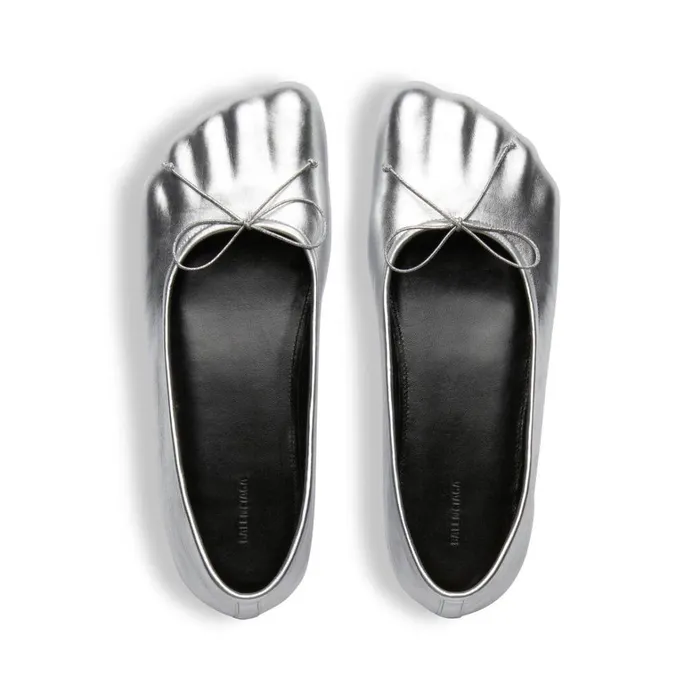 Women Sandals and Mules Balenciaga Anatomic Ballerina Metallized In Silver