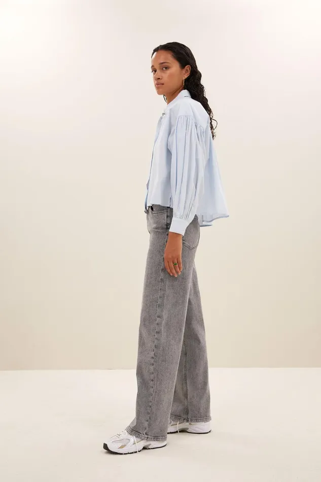 Women Sarah Short Chambray Blouse Light Blue Bybar Blouses Women Sarah Short Chambray Blouse Light Blue Bybar Blouses