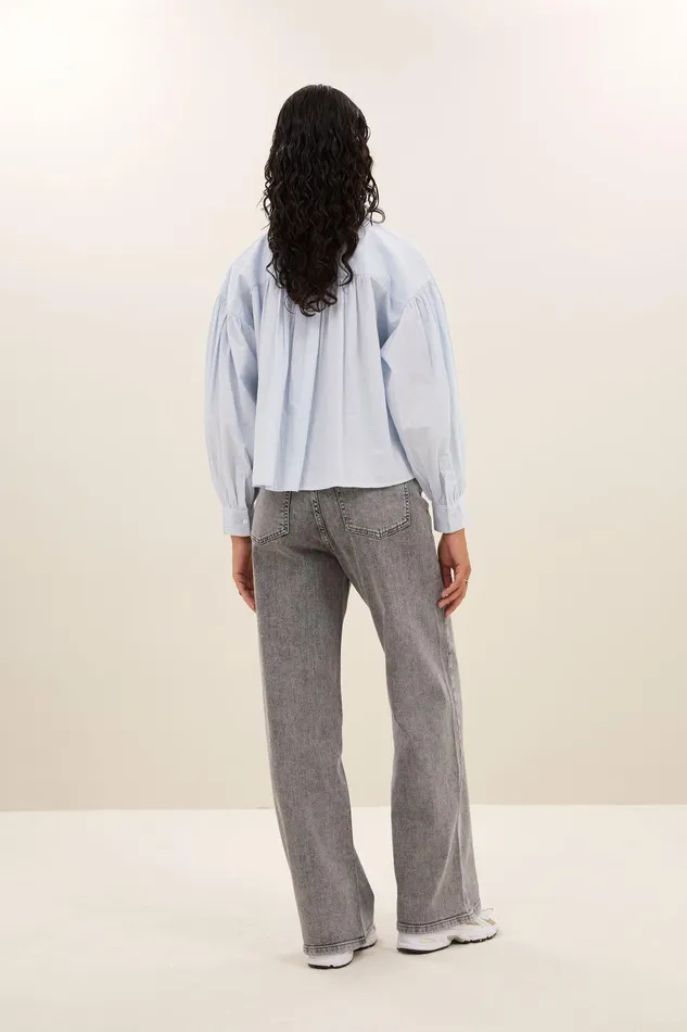 Women Sarah Short Chambray Blouse Light Blue Bybar Blouses Women Sarah Short Chambray Blouse Light Blue Bybar Blouses