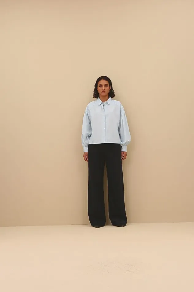 Women Sarah Short Chambray Blouse Light Blue Bybar Blouses Women Sarah Short Chambray Blouse Light Blue Bybar Blouses