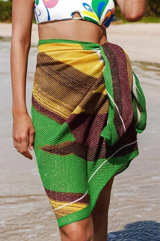 Women Sarong and Skirts Cupshe Cala Stripe Tie Waisted Sarong Multicolor