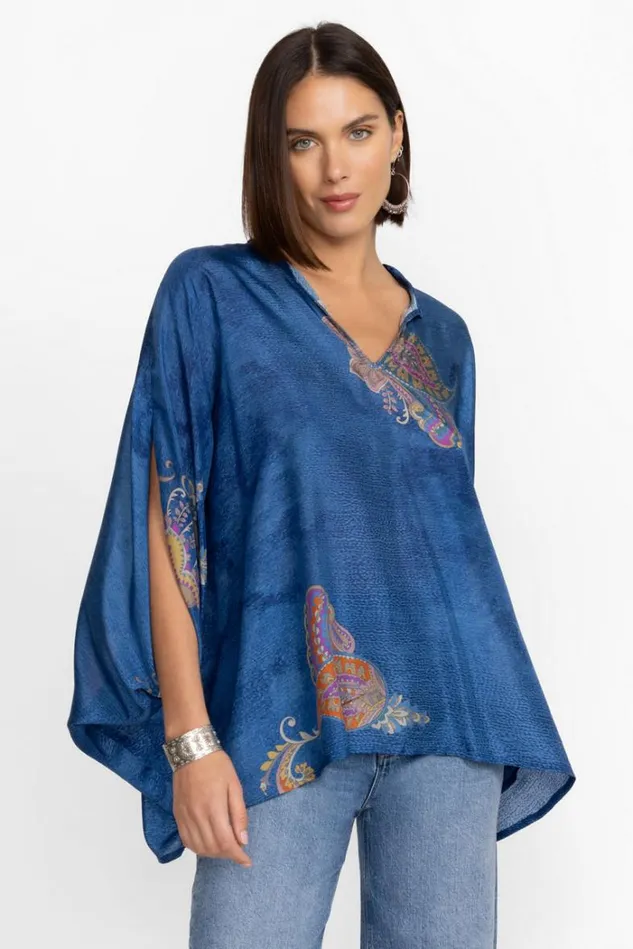 Women SASCHA PONCHO Paisley Spray Johnny Was Tops