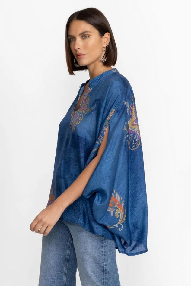 Women SASCHA PONCHO Paisley Spray Johnny Was Tops Women SASCHA PONCHO Paisley Spray Johnny Was Tops