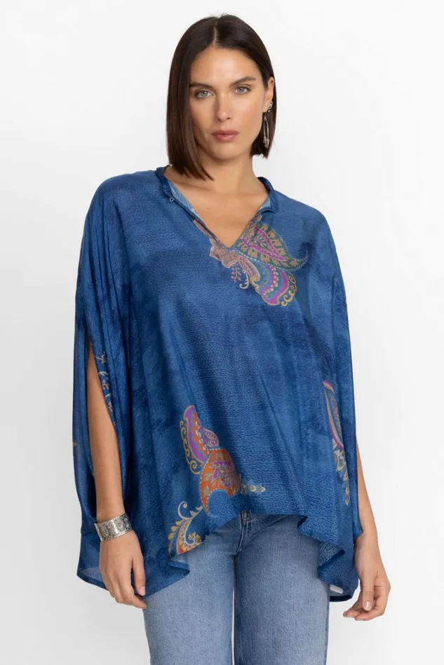Women SASCHA PONCHO Paisley Spray Johnny Was Tops Women SASCHA PONCHO Paisley Spray Johnny Was Tops
