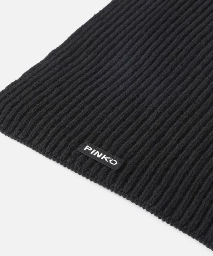 Women Scarves Pinko Ribbed Wool And Cashmere Scarf Limo Black Women Scarves Pinko Ribbed Wool And Cashmere Scarf Limo Black