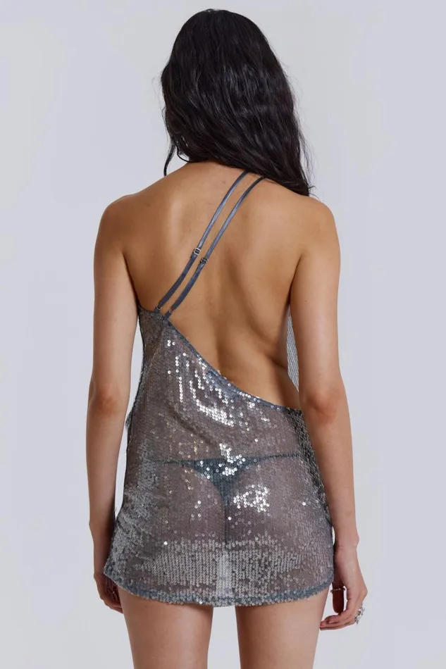 Women Sheer Sequin Draped Mini Dress Jaded London Mini Dresses