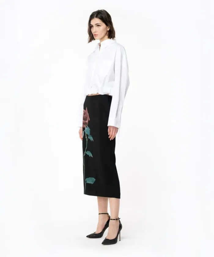 Women Shirts And Blouses Pinko Cropped Poplin Shirt Bright White Women Shirts And Blouses Pinko Cropped Poplin Shirt Bright White