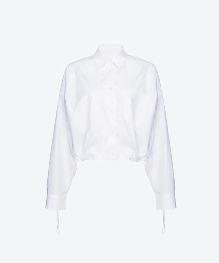 Women Shirts And Blouses Pinko Cropped Poplin Shirt Bright White Women Shirts And Blouses Pinko Cropped Poplin Shirt Bright White