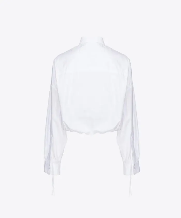 Women Shirts And Blouses Pinko Cropped Poplin Shirt Bright White Women Shirts And Blouses Pinko Cropped Poplin Shirt Bright White