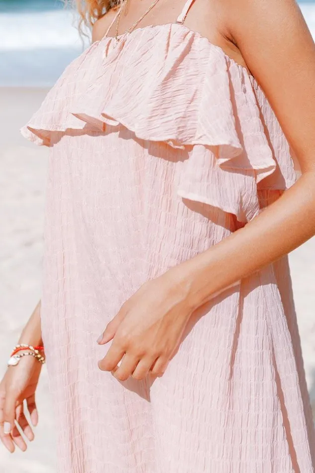 Women Short Dresses Cupshe Clarissa Pink Ruffle Belted Dress Pink