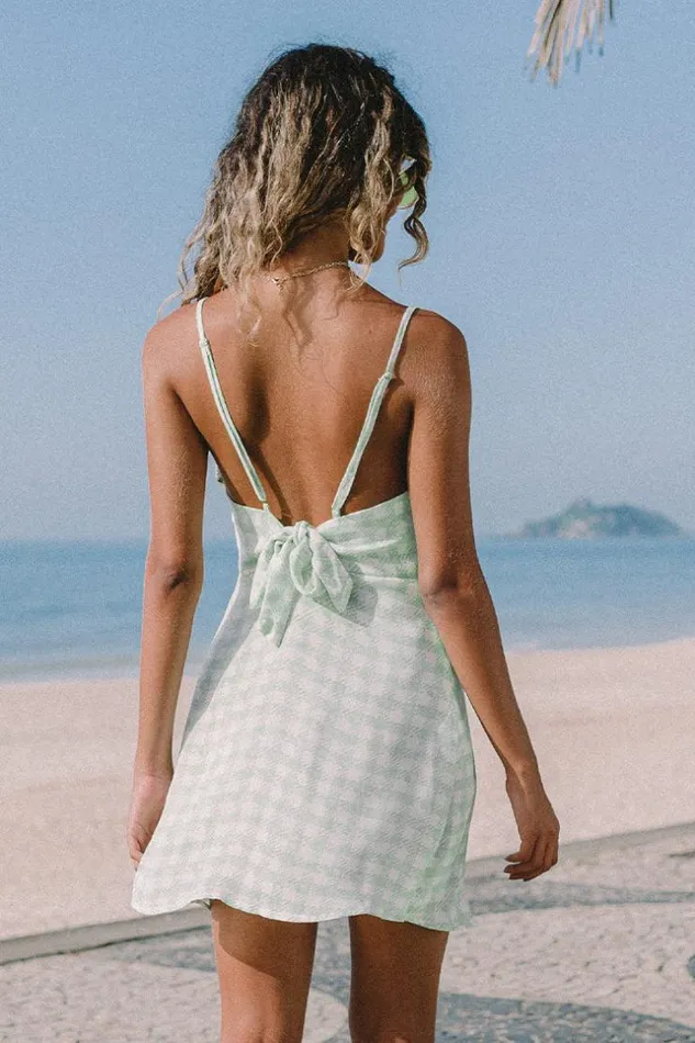 Women Short Dresses Cupshe Haven Scoop Gingham Slip Dress Multicolor