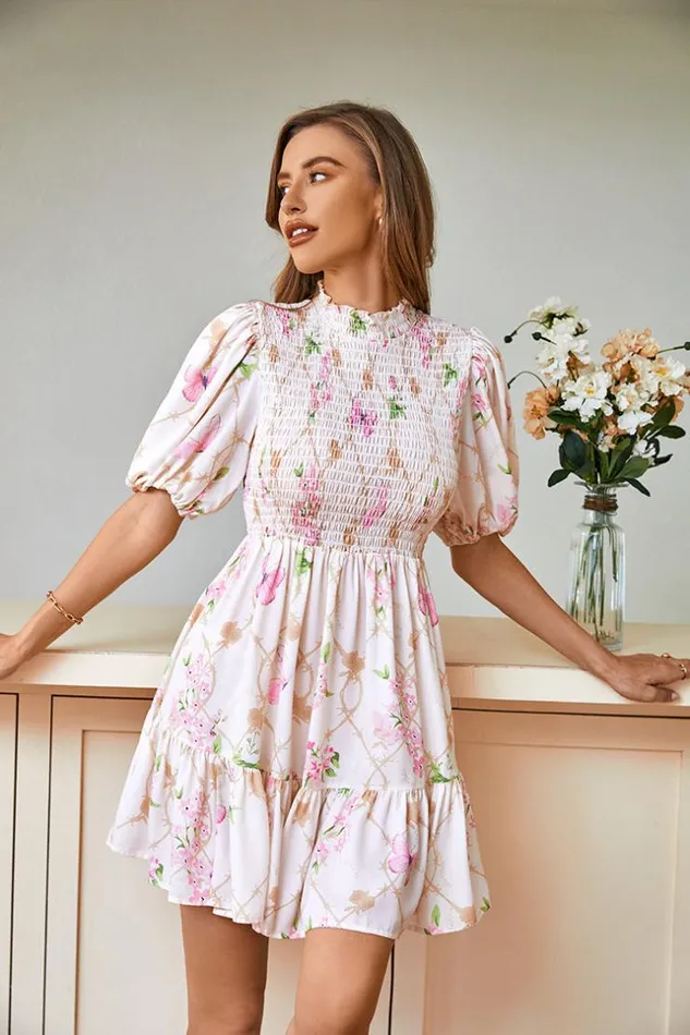 Women Short Dresses Cupshe Kennedi Short Smocking AShape Dress Multicolor