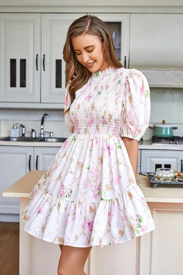 Women Short Dresses Cupshe Kennedi Short Smocking AShape Dress Multicolor