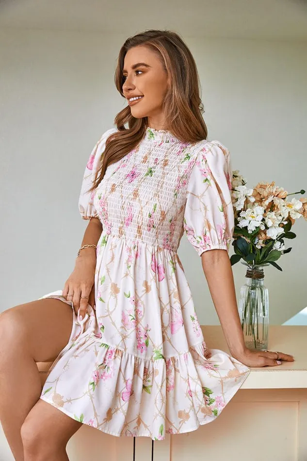 Women Short Dresses Cupshe Kennedi Short Smocking AShape Dress Multicolor