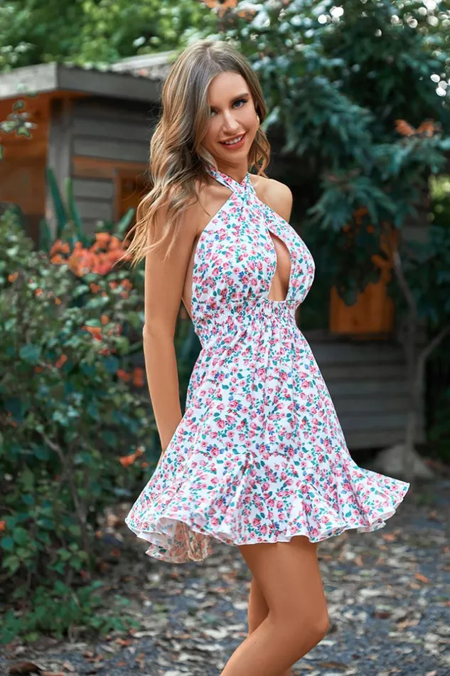 Women Short Dresses Cupshe Miriam Backless Ditsy Tie AShape Dress Multicolor