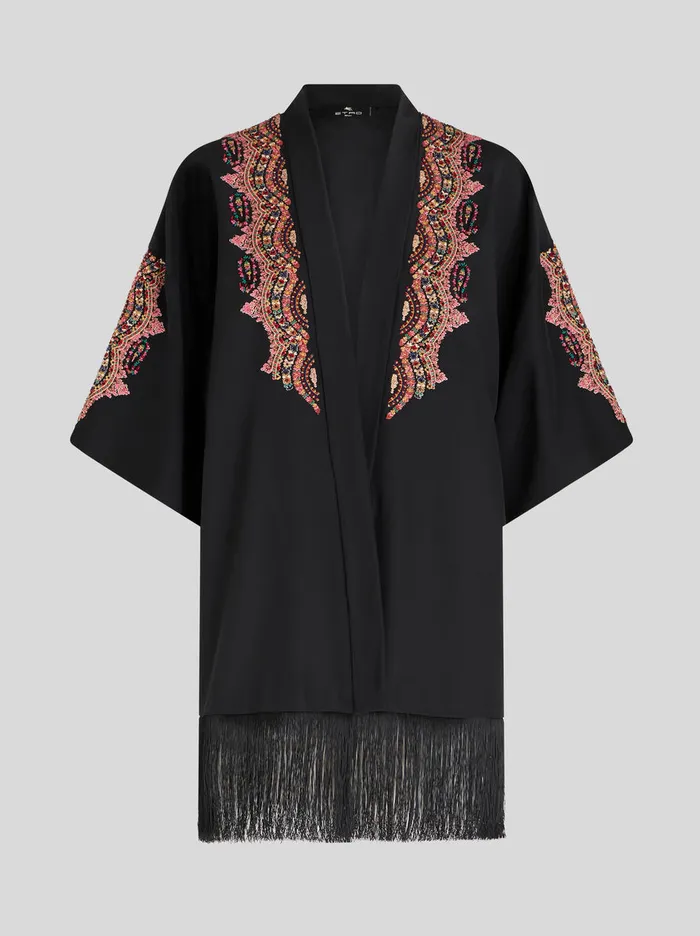 Women Short Silk Kasaya With Fringe Etro Jackets