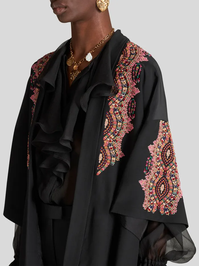 Women Short Silk Kasaya With Fringe Etro Jackets