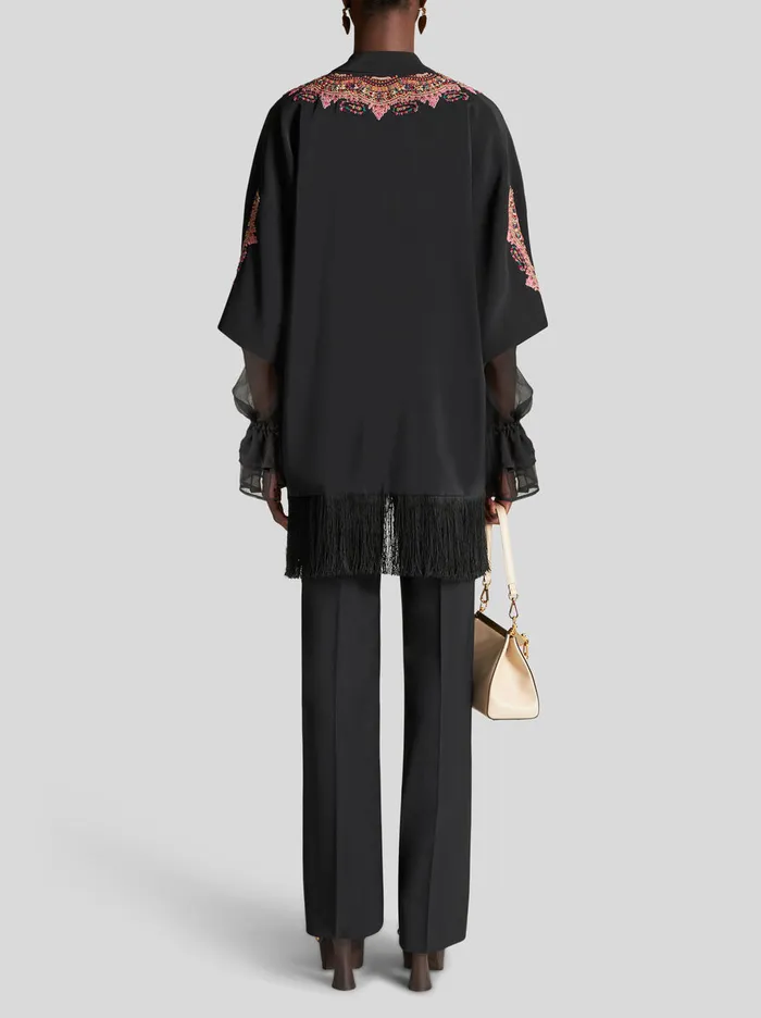 Women Short Silk Kasaya With Fringe Etro Jackets