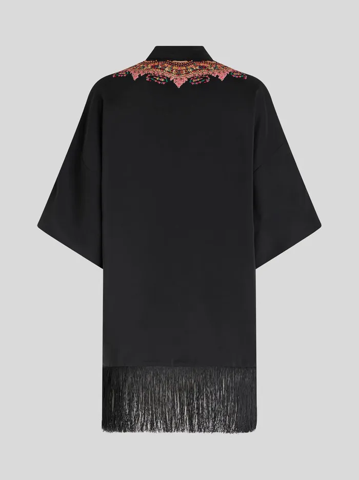 Women Short Silk Kasaya With Fringe Etro Jackets